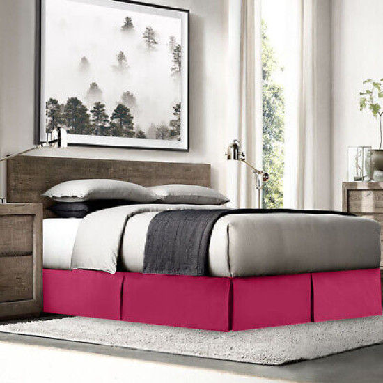 Hotel Luxury Pleated Tailored Bed Skirt - 14” Drop Dust Ruffle, Twin - Hot Pink
