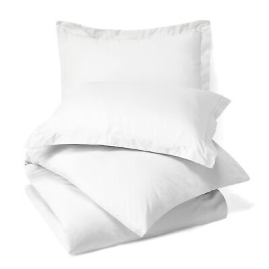 Duvet Cover Set Soft Brushed Comforter Cover W/Pillow Sham, White - Full