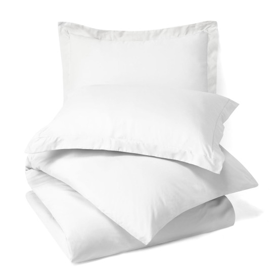 Duvet Cover Set Soft Brushed Comforter Cover W/Pillow Sham, White - Full