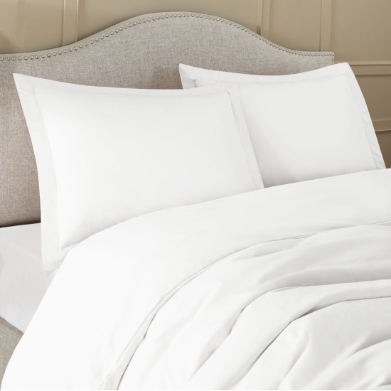 Duvet Cover Set Soft Brushed Comforter Cover W/Pillow Sham, White - Full