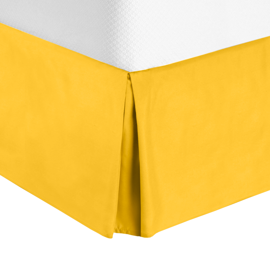 Premium Luxury Pleated Tailored Bed Skirt - 14” Drop Dust Ruffle, Twin - Yellow