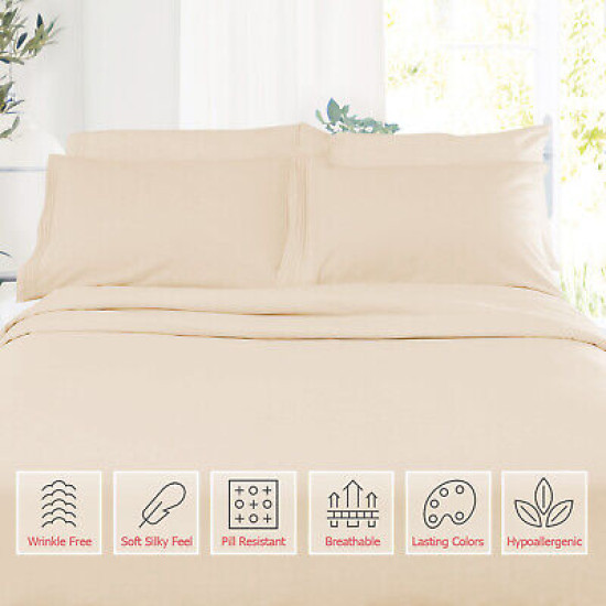 Premium Luxury Pleated Tailored Bed Skirt - 14” Drop Dust Ruffle, Twin - Yellow