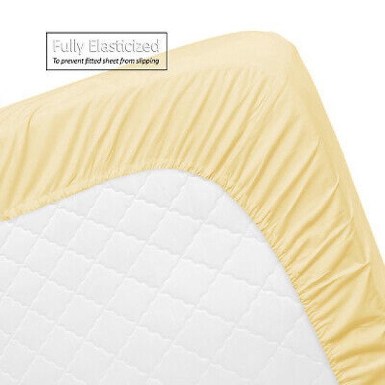 Premium Luxury Pleated Tailored Bed Skirt - 14” Drop Dust Ruffle, Twin - Yellow