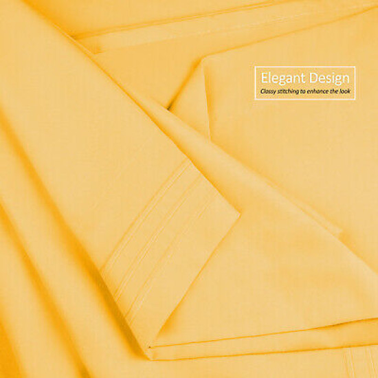 Premium Luxury Pleated Tailored Bed Skirt - 14” Drop Dust Ruffle, Twin - Yellow