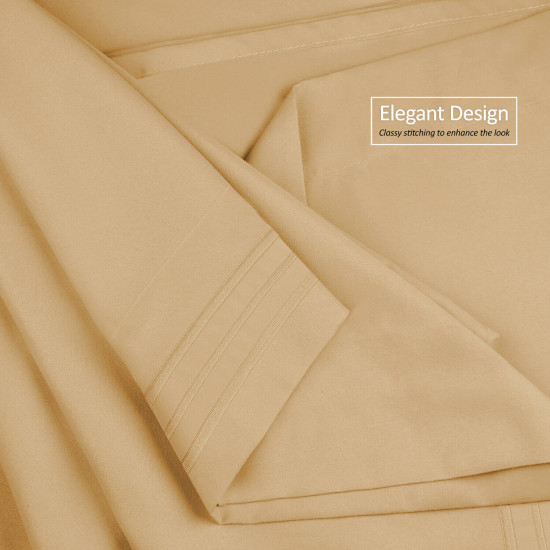 Premium Luxury Pleated Tailored Bed Skirt - 14” Drop Dust Ruffle, Twin - Yellow