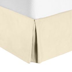 Solid Luxury Pleated Tailored Bed Skirt - 14” Drop Dust Ruffle, Full-Cream Beige