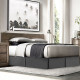 Solid Luxury Pleated Tailored Bed Skirt - 14” Drop Dust Ruffle, Cal King - Gray
