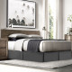 Solid Luxury Pleated Tailored Bed Skirt - 14” Drop Dust Ruffle, Cal King - Gray