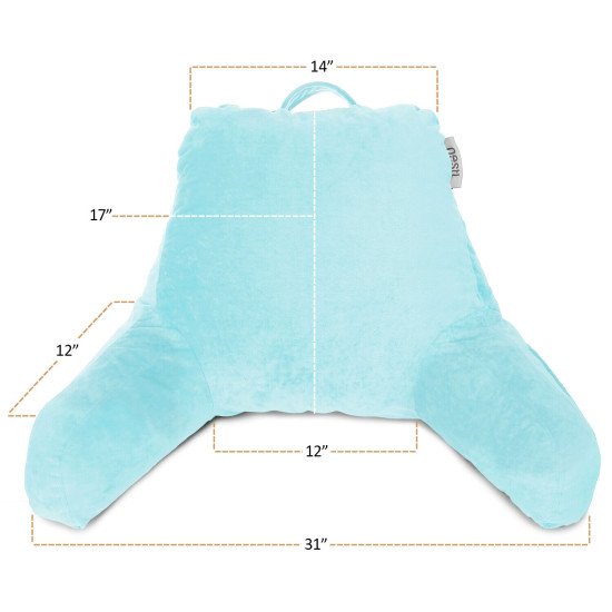 Super Soft Reading & TV Pillow Bed Rest Pillow Arms Support With Pockets - Aqua