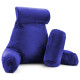 Large Reading & TV Bed Rest Pillow +2 Neck & Lumbar Pillows, W/Pocket-Royal Blue