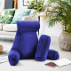 Large Reading & TV Bed Rest Pillow +2 Neck & Lumbar Pillows, W/Pocket-Royal Blue