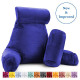 Large Reading & TV Bed Rest Pillow +2 Neck & Lumbar Pillows, W/Pocket-Royal Blue