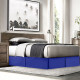 Hotel Luxury Pleated Tailored Bed Skirt - 14” Drop Dust Ruffle, King -Royal Blue