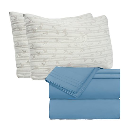 Set of 4 Piece Hotel Luxury Bed Sheet Set and 2 Hypoallergenic Bamboo Pillows