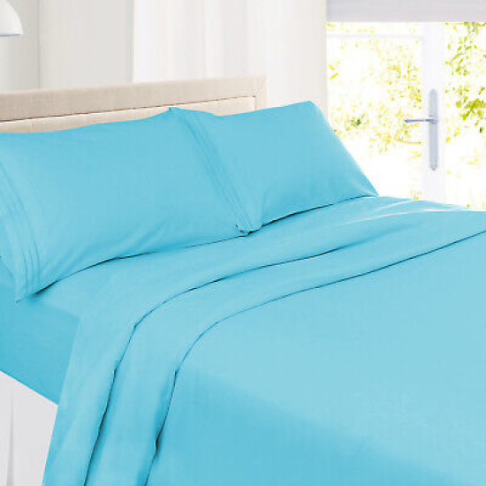 Set of 4 Piece Hotel Luxury Bed Sheet Set and 2 Hypoallergenic Bamboo Pillows