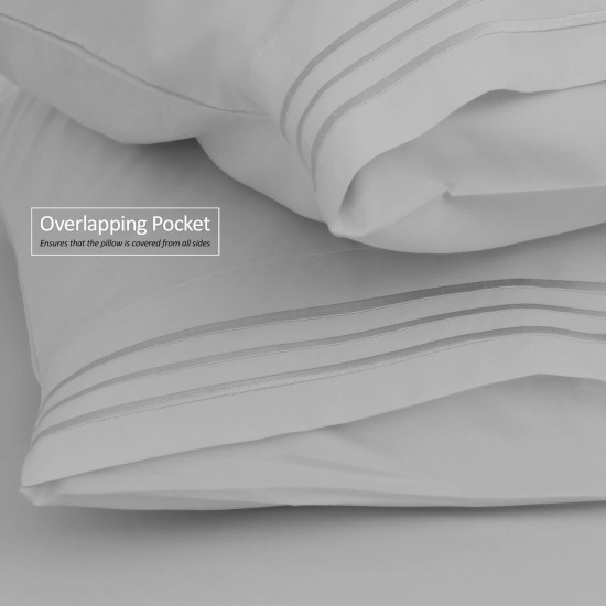Set of 4 Piece Hotel Luxury Bed Sheet Set and 2 Hypoallergenic Bamboo Pillows