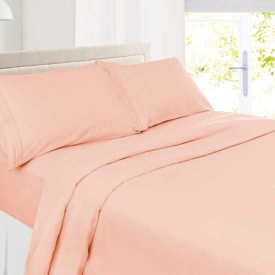 Set of 4 Piece Hotel Luxury Bed Sheet Set and 2 Hypoallergenic Bamboo Pillows