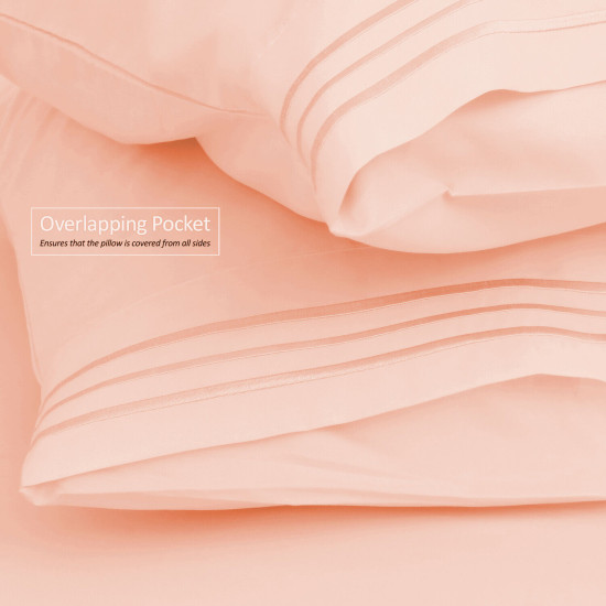 Set of 4 Piece Hotel Luxury Bed Sheet Set and 2 Hypoallergenic Bamboo Pillows