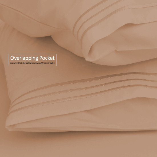 Set of 4 Piece Hotel Luxury Bed Sheet Set and 2 Hypoallergenic Bamboo Pillows