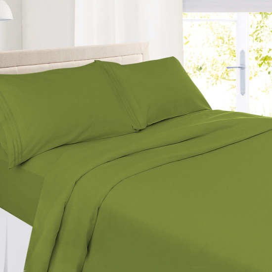 Set of 4 Piece Hotel Luxury Bed Sheet Set and 2 Hypoallergenic Bamboo Pillows