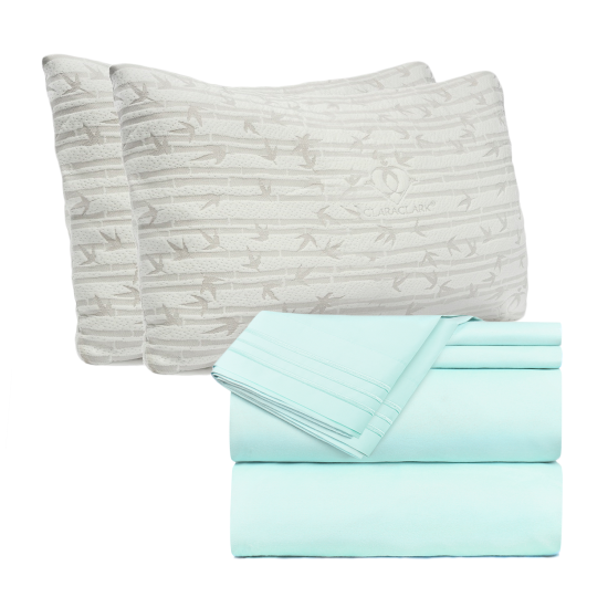 Set of 4 Piece Hotel Luxury Bed Sheet Set and 2 Hypoallergenic Bamboo Pillows