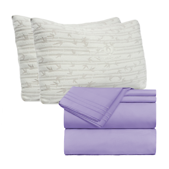 Set of 4 Piece Hotel Luxury Bed Sheet Set and 2 Hypoallergenic Bamboo Pillows