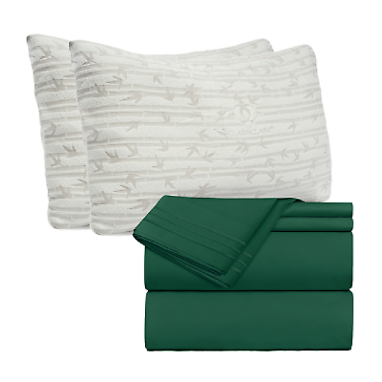 Set of 4 Piece Hotel Luxury Bed Sheet Set and 2 Hypoallergenic Bamboo Pillows