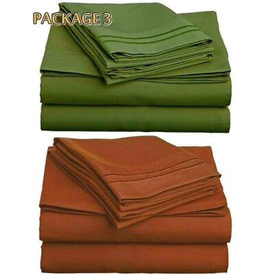 MOTHERS DAY GIFT: 2 SETS OF 1500 SERIES 4 PIECE DEEP POCKET BED SHEET SETS