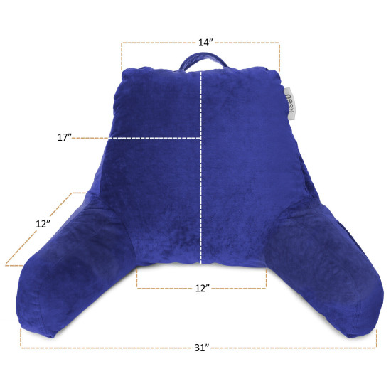 Soft Reading Pillow, TV & Bed Rest Pillow, Arms Support With Pockets -Royal Blue