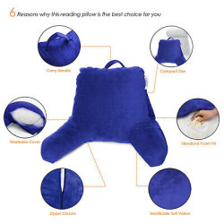 Soft Reading Pillow, TV & Bed Rest Pillow, Arms Support With Pockets -Royal Blue