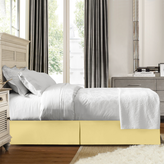 Luxury Pleated Tailored Bed Skirt - 14” Drop Dust Ruffle,Cal King-Custard Yellow