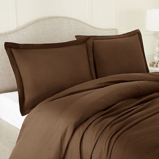 Duvet Cover Set Soft Brushed Comforter Cover W/Pillow Sham, Chocolate - King