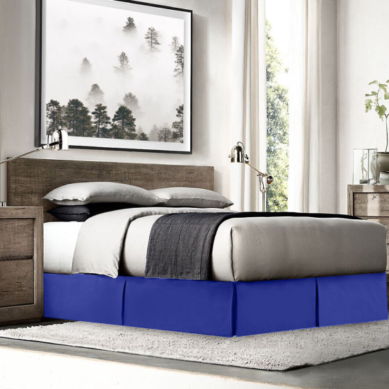 Luxury Pleated Tailored Bed Skirt - 14” Drop Dust Ruffle, Twin XL - Royal Blue