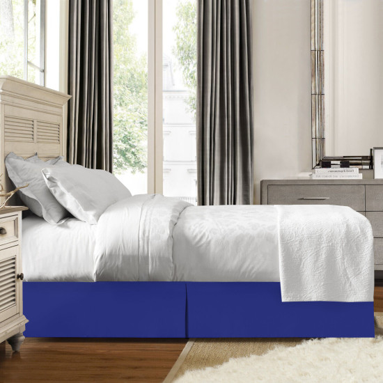 Luxury Pleated Tailored Bed Skirt - 14” Drop Dust Ruffle, Twin XL - Royal Blue