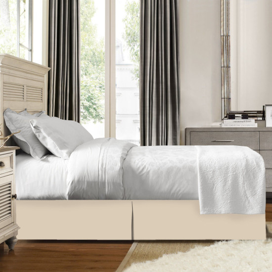 Hotel Luxury Pleated Tailored Bed Skirt - 14” Drop Dust Ruffle, Twin XL - Cream