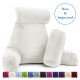 Large Soft Reading & TV Bed Rest Pillow +2 Neck & Lumbar Pillows, W/Pocket-White