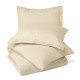 Duvet Cover Set Soft Brushed Comforter Cover W/Pillow Sham, Cream - King