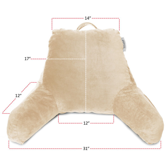 Soft Reading Pillow, TV & Bed Rest Pillow, Arms Support With Pockets - Beige