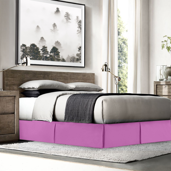 Luxury Pleated Tailored Bed Skirt - 14” Drop Dust Ruffle, Cal King-Orchid Purple