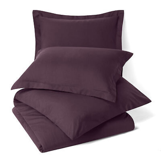 Duvet Cover Set Soft Brushed Comforter Cover W/Pillow Sham, Eggplant - Full