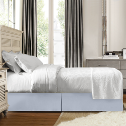 Luxury Pleated Tailored Bed Skirt - 14” Drop Dust Ruffle, Twin XL - Iced Blue