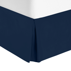 Luxury Pleated Tailored Bed Skirt - 14” Drop Dust Ruffle, Cal King - Navy Blue