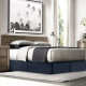 Luxury Pleated Tailored Bed Skirt - 14” Drop Dust Ruffle, Cal King - Navy Blue