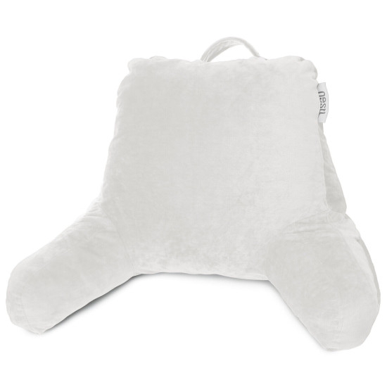 Super Foam Reading Pillow, TV & Bed Rest Pillow, Arms Support With Pockets White