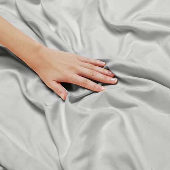 Duvet Cover Set Soft Brushed Comforter Cover W/Pillow Sham, Silver - King