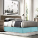Premium Luxury Pleated Tailored Bed Skirt - 14” Drop Dust Ruffle, Twin XL - Aqua
