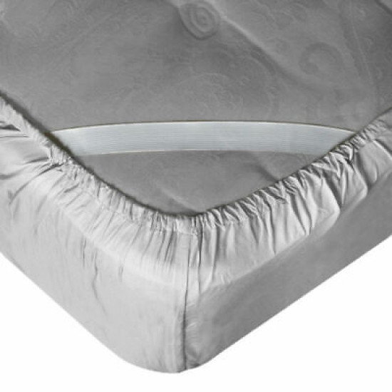 21” Extra Deep Pocket Ultra Soft Fitted Sheet with Corner Straps, Queen - Silver